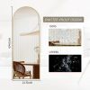 Gold 64-inch Full Length Arched Floor Mirror with Stand and Wall Hanging Screws