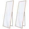 Set of 2 - Gold 65-inch Full Length Freestanding Floor Mirror with Stand
