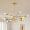 Gold 33-inch Modern 12-Light Dimmable Sputnik Chandelier Lamp