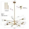 Gold 33-inch Modern 12-Light Dimmable Sputnik Chandelier Lamp