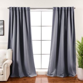 52 x 108 inch Solid Grey Thermal Blackout Curtain Panels - Set of 2