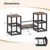 Industrial Wood Metal Wall Mounted Wine Rack Shelf with Glass Holders