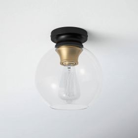 Mid-Century Modern Flush Mount Ceiling Light with Clear Globe Glass Shade
