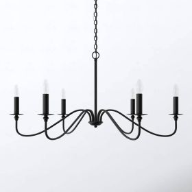 30-inch Contemporary Classic Dimmable 6-Light Chandelier in Matte Black
