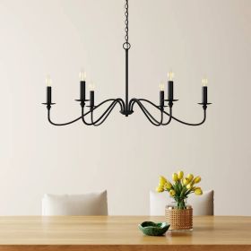 42-inch Traditional 6-Light Dimmable Chandelier in Matte Black Finish