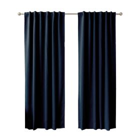 52 x 108 inch Solid Navy Blue Thermal Blackout Curtain Panels - Set of 2