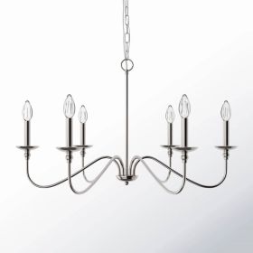 30-inch Classic 6-Light Dimmable Chandelier in Polished Nickel Finish