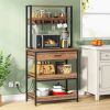 Modern Baker's Rack Shelving Unit with Pull-Out Shelves and Storage Drawer