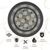Round Ceramic Tile Bistro Style Outdoor Patio Table with Bronze Metal Base