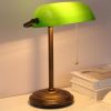 Classic Bankers Lamp Desk Light with Green Glass Shade and Gold Base