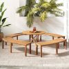 Set of 4 - Outdoor Curved Backless Garden Bench - Around Tree Table or Fire Pit
