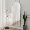 Silver 64-inch Arched Floor Mirror with Stand and Wall Hanging Screws