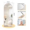 Silver 64-inch Arched Floor Mirror with Stand and Wall Hanging Screws