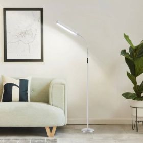 Silver 68-inch LED Dimmable Gooseneck Floor Lamp Reading Light with Remote