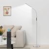 Silver 68-inch LED Dimmable Gooseneck Floor Lamp Reading Light with Remote