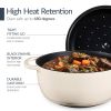 Cream 6-Piece Non-Stick Cast Iron Cookware Set - Skillet Grill Pan Dutch Oven