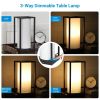 Set of 2 - Japanese Style USB Table Lamp with White Linen Shade and LED Bulbs