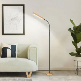 68-inch LED Dimmable Floor Lamp Reading Light with Remote and Woodgrain Accents