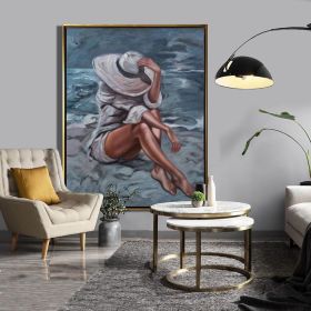 Hand Painted Oil Painting Sexy Woman Beach Oil Painting Nude art Women Original Painting Large Wall Art Sexy Woman Painting Beach Holiday Painting Ar
