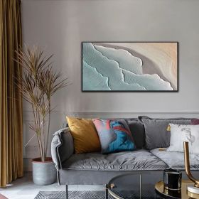 Sea Canvas Oil Painting Holiday Seascape Texture Art Blue Sky Cloud Mural Sailboat Living Room Decor Painting Hand Painted Custom Painting