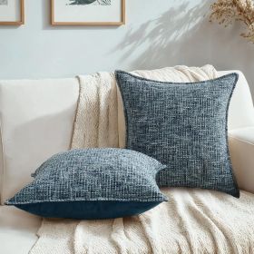 Navy Blue Throw Pillow Covers 18x18 Set of 2 Chenille Tweed Textured Decorative Couch Pillow Covers Neutral Modern Pillow Cases for Sofa Bed Livi