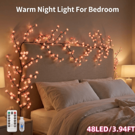 LED Tree Branch Lights for Wall, Cherry Blossom Lights Vine Lights with Remote and 8 Lighting Modes Cherry Blossom Garland Willow Vine for Bedroom In