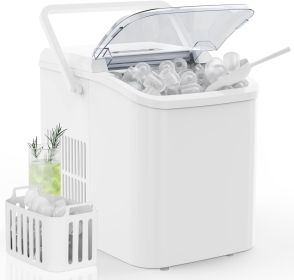 Countertop Ice Maker with Handle, 26lbs/24H Portable Ice Machine, 9 Bullet Ice Cubes Ready in 6 Mins, Self-Cleaning, Quiet Compact Ice Maker for Home