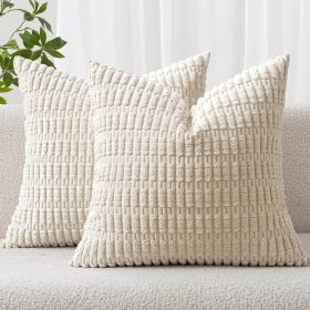 MIULEE Pack of 2 Corduroy Decorative Throw Pillow Covers 18x18 Inch Soft Boho Striped Pillow Covers Modern Farmhouse Home Decor for Sofa Living R