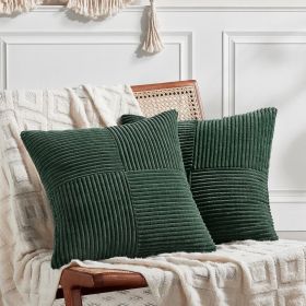 Fancy Homi Set of 2 Dark Green Boho Decorative Throw Pillow Covers 18x18 Inch for Living Room Couch Bed, Modern Farmhouse Forest Green Home Decor