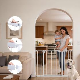 Double door baby safe gate for stairs & doorways,adjustable 75-115 cm(29.53''-45.3''),walk through safety gate with extension kits,auto close