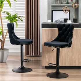 Furniture,Swivel Velvet Barstools Adjusatble Seat Height from 25-33 Inch,17.7 inch base, Modern Upholstered Bar Stools with Backs Comfortable Tufted