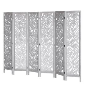 Wood Room Divider, 6 Panel Wood Folding Privacy Screen, 66.9 Inches Tall Indoor Carved Partition Divider, Portable Decoration Screen