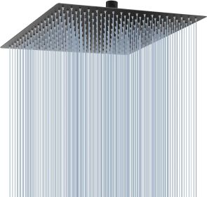 16 Inch Oversize Stainless Steel Rain Shower Head - Matte Black High Pressure Shower Head, Square Rainfall Showerhead - Waterfall Full Body Coverage