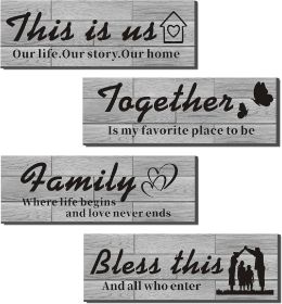 4 PCS Home Wall Decor Signs Rustic Wood Signs Farmhouse Entryway Signs for Bedroom Living Room Décor This is us/Together/Family/Bless this Rustic Wo