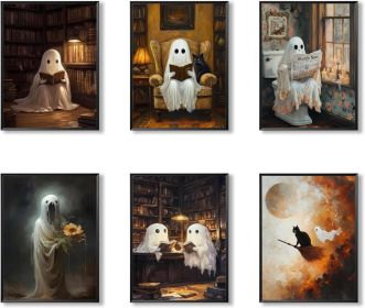 6 Piece Vintage Reading Quote Wall Art Prints, Retro Book Lover Canvas Posters with Inspirational Library Quotes, Rustic Literary Artwork for Classro