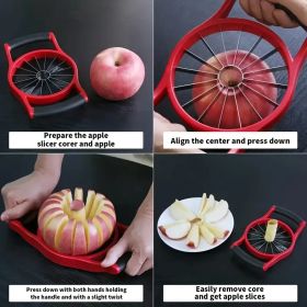 Apple Slicer Corer, Stainless Steel Upgrade 12 Sharp Apple Slicer Large, Ergonomic Plastic Handle Non-slip And Easy To Hold, Kitchen Fruit Divider Ru