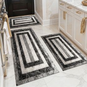 Three-piece kitchen rug set, non-slip and washable, abstract pattern kitchen hallway rug, soft and comfortable, suitable for sinks, floors, entrances