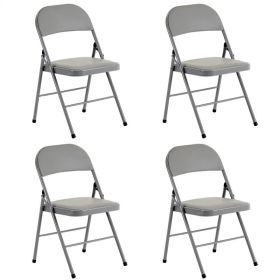 4pcs Elegant Foldable Iron & PVC Chairs For Convention & Exhibition Gray (Option: Defaulttitle)