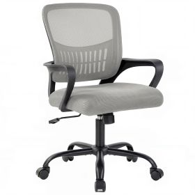 The adjustable rotating back-style computer desk and chair not only offers comfortable lumbar support but also comes with comfortable armrests. (Color: grey)