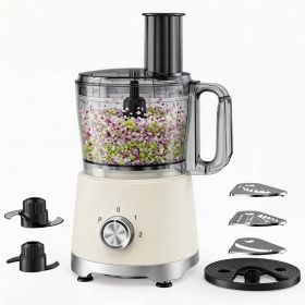 Food Processor 10.5 Cup, Vegetable Chopper 5 Blades 3 Modes, Large Capacity, Dishwasher Safe, Stainless Steel Blades, for Smoothie, Fruit and Dou (Color: White)